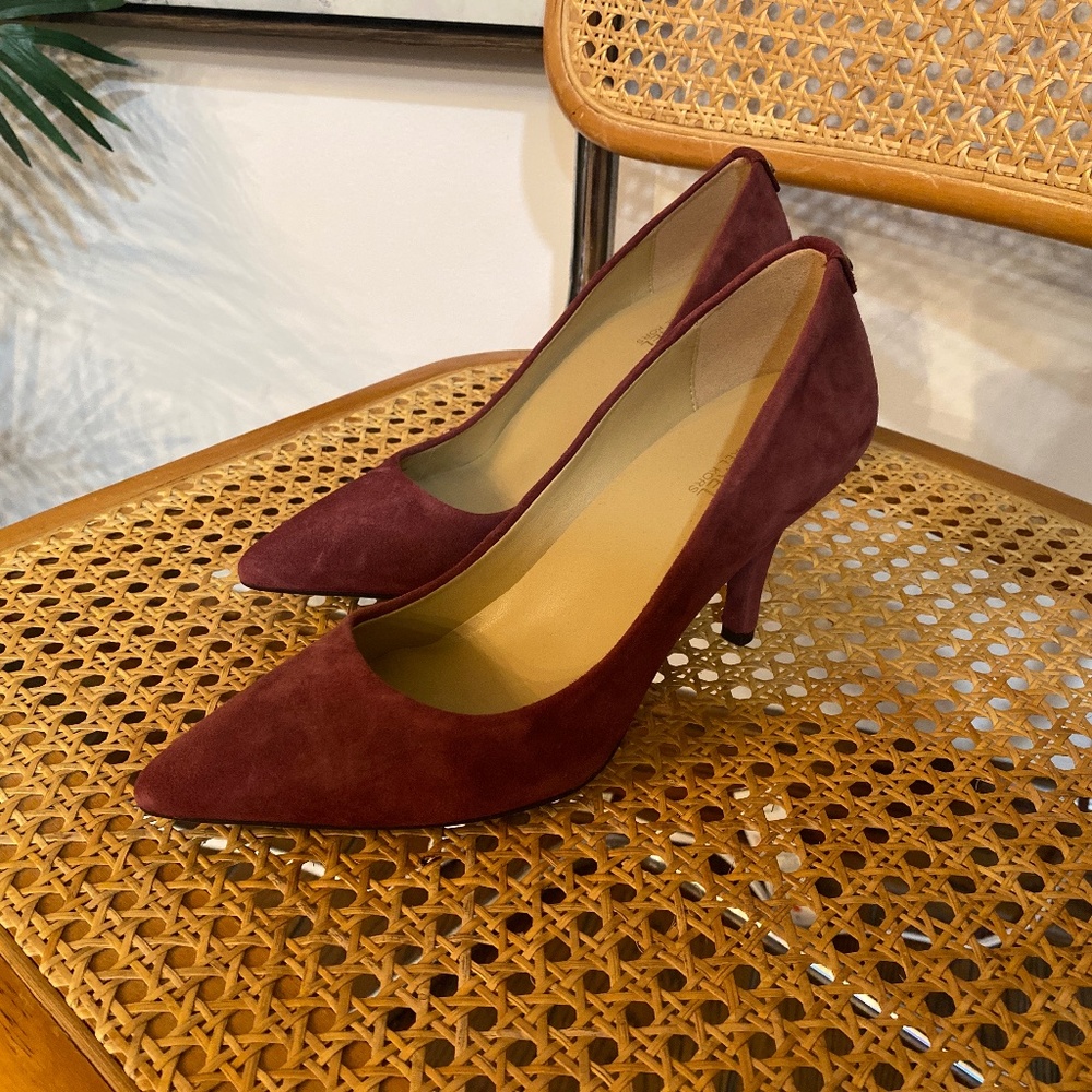 Michael Kors Dorothy Flex Oxblood Suede Pointed Toe Stiletto  Pumps